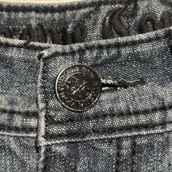 Xtreme Couture Jeans 30 x 32 Y2K Biker Embroidered Flip Pockets Straight Leg - Picture 4 of 16